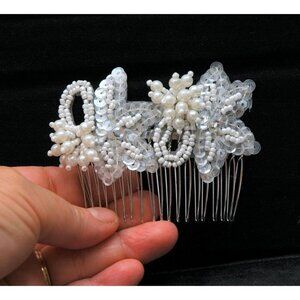 Beaded Lace Wedding Bridal Hair Comb Set